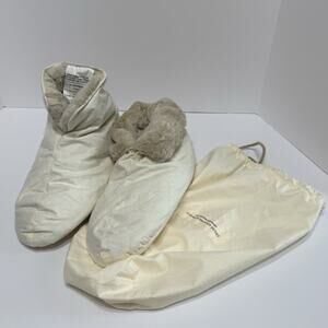 Restoration Hardware FOOT DUVETS Men’s L 10-12 IVORY Plush Down Slippers NEW